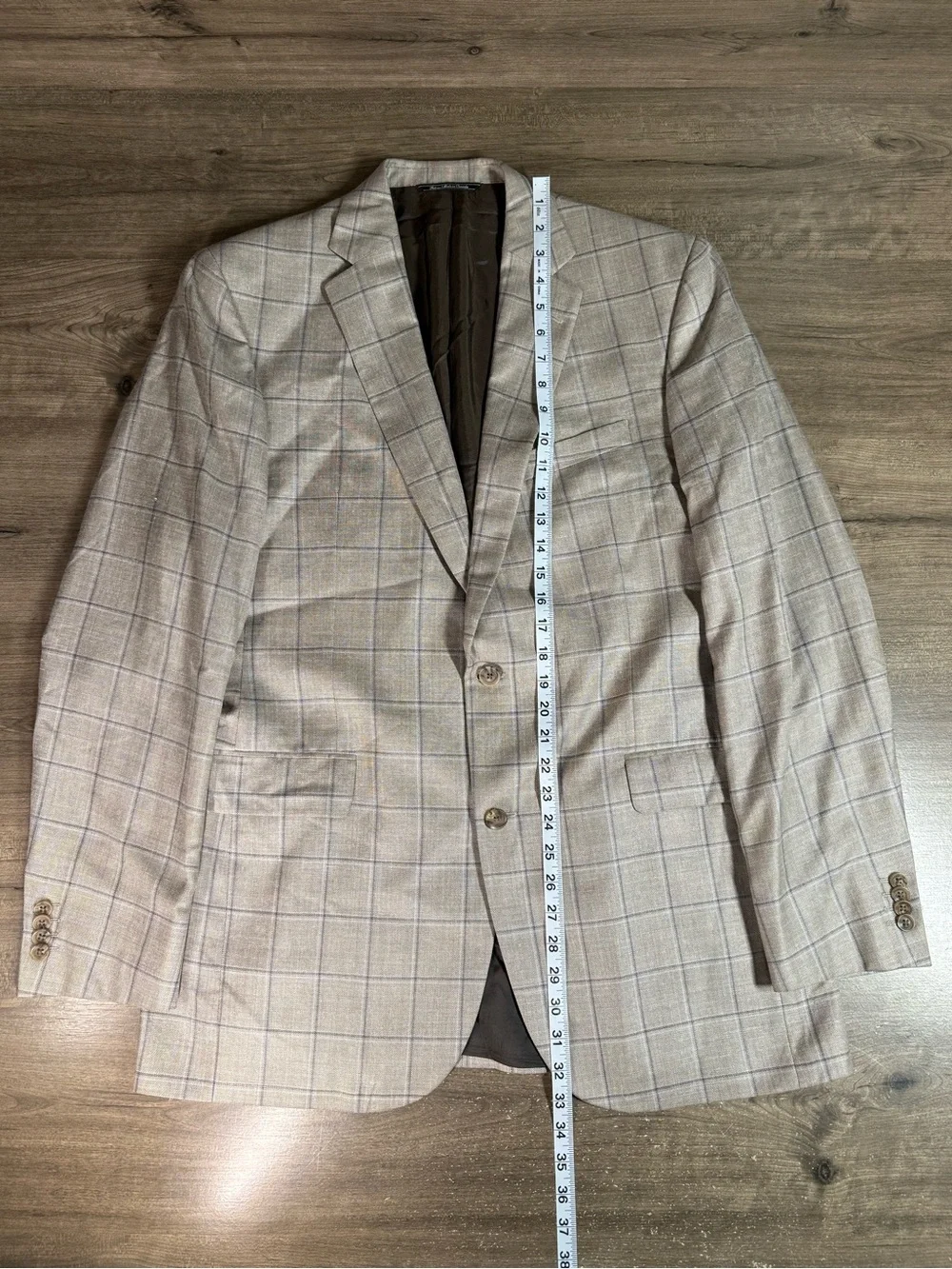 Saks Fifth Ave Loro Piana Sport Coat 42L Wool Silk Linen Windowpane Blazer Italy